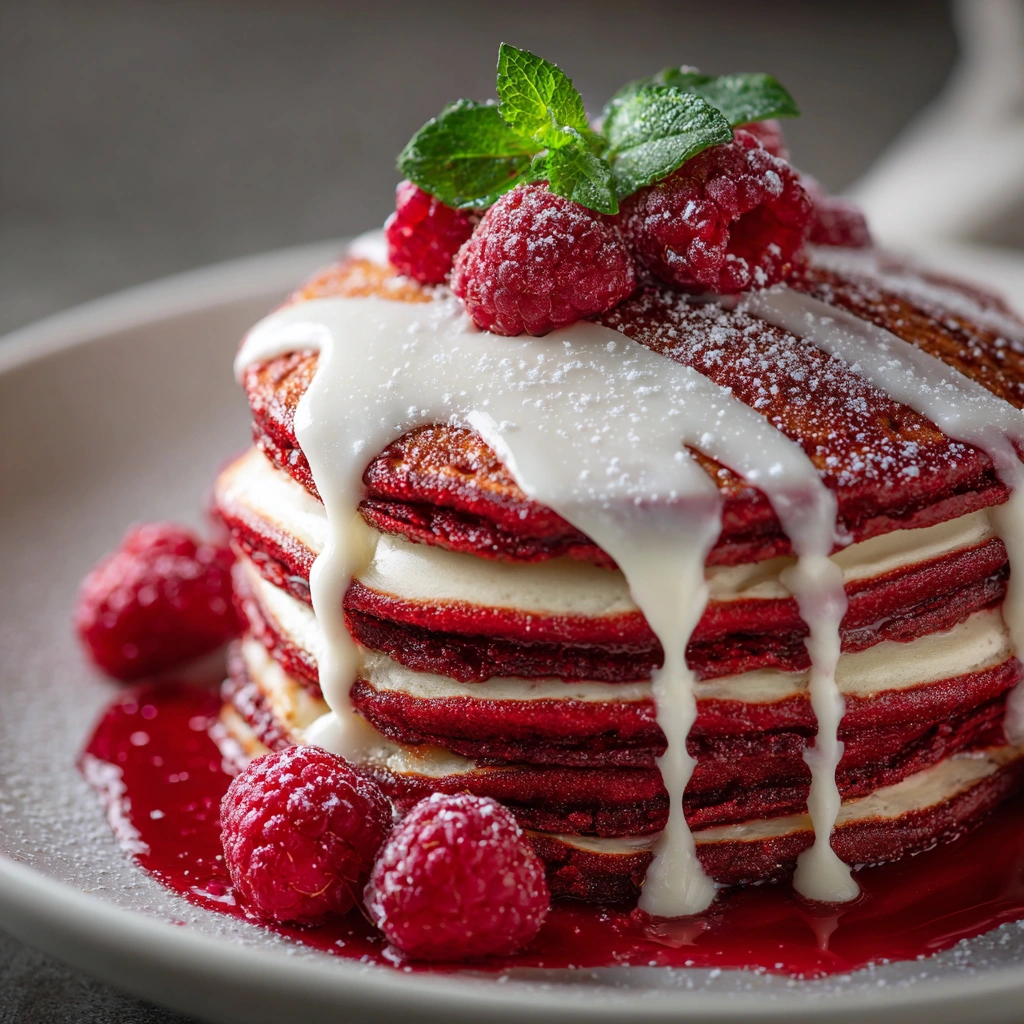 Red Velvet Pancakes with Cream Cheese Glaze Delight You!