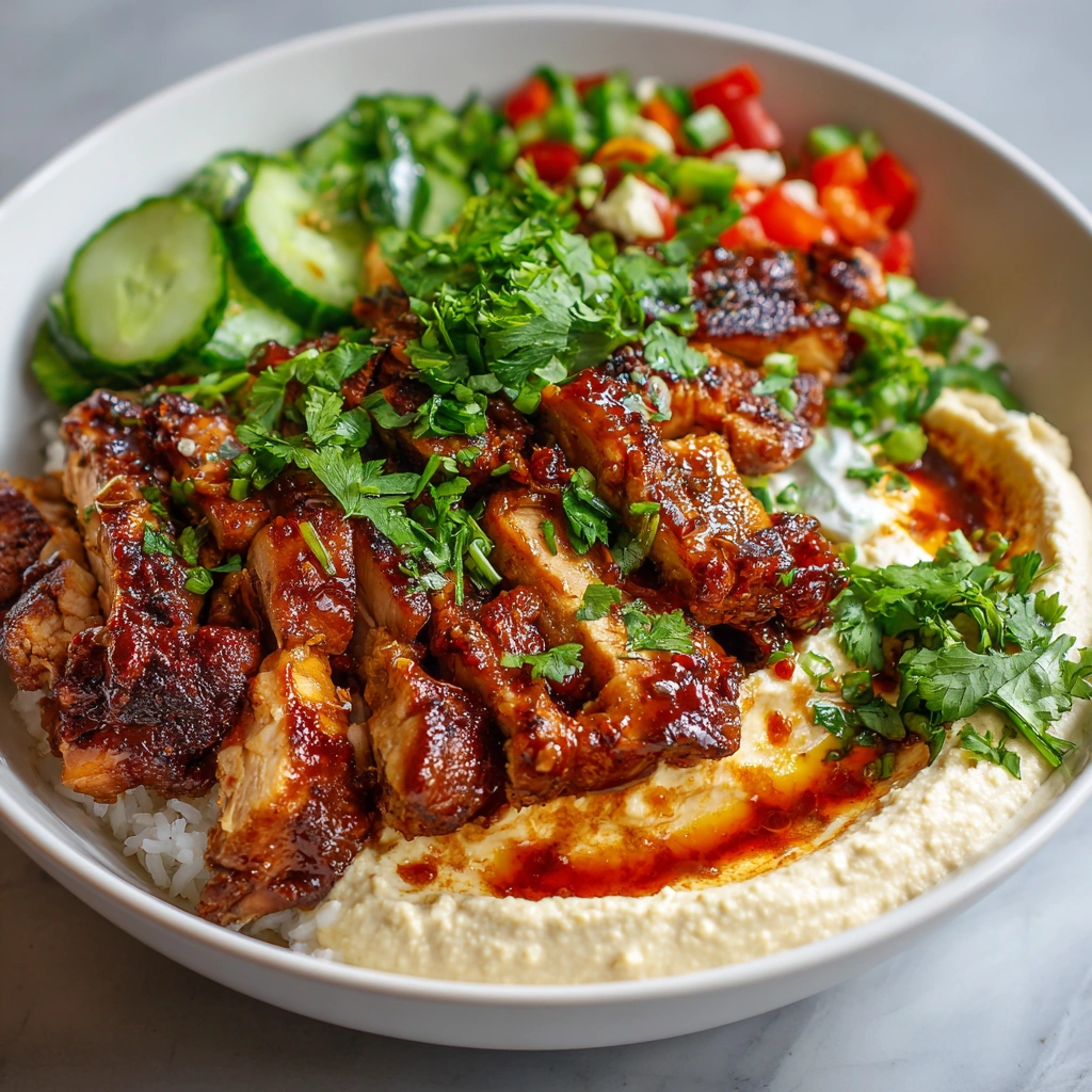 Spicy Glazed Chicken Bowl with Hummus: A Fusion Delight!