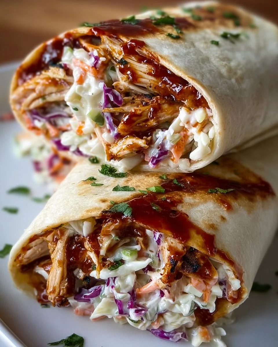 BBQ Chicken Coleslaw Wraps