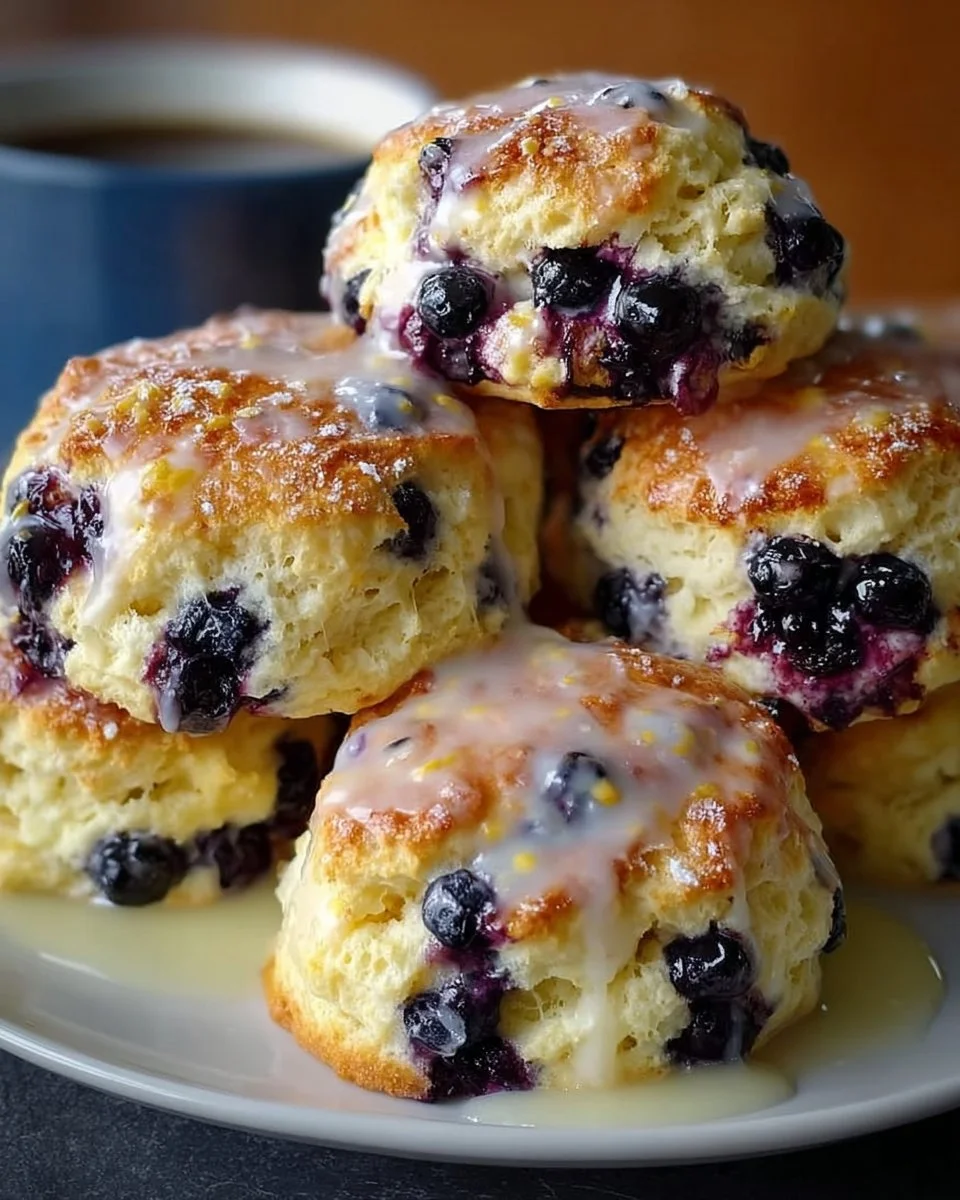 Blueberry Biscuits with Lemon Glaze