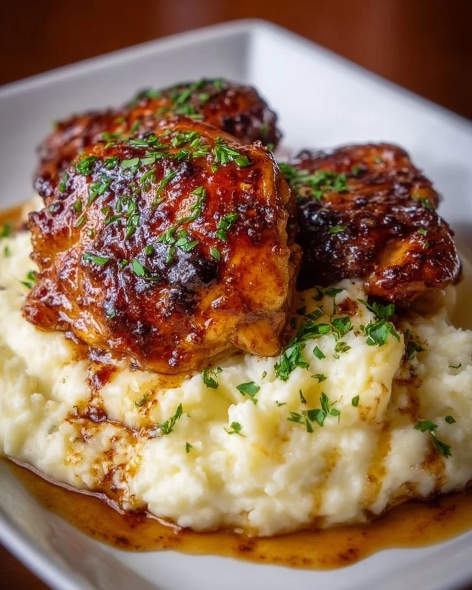 Chipotle Honey Chicken Thighs with Smoked Gouda Mashed Potatoes