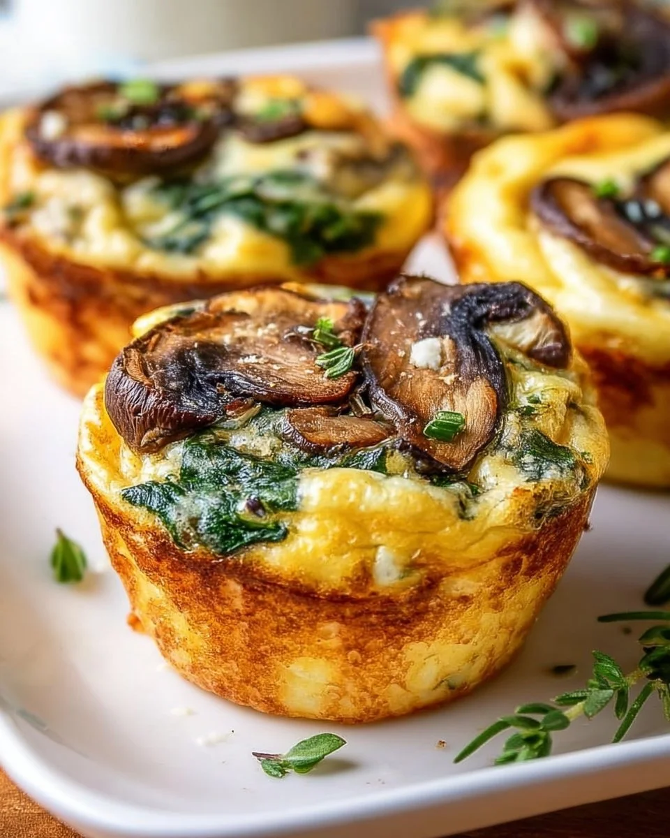 Easy Spinach and Mushroom Quiche Muffins