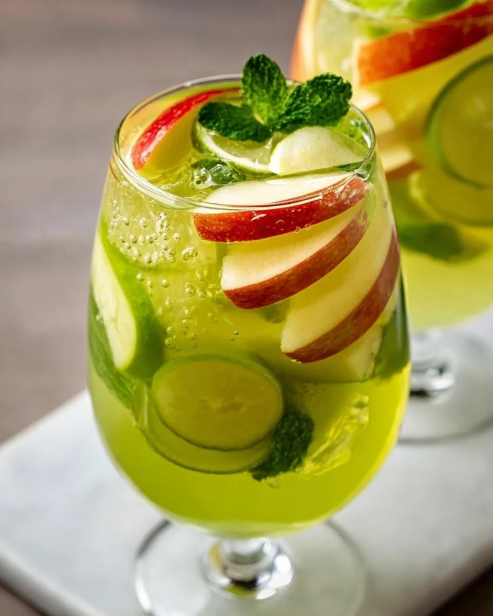 Refreshing Green Apple Sangria served at Olive Garden restaurant