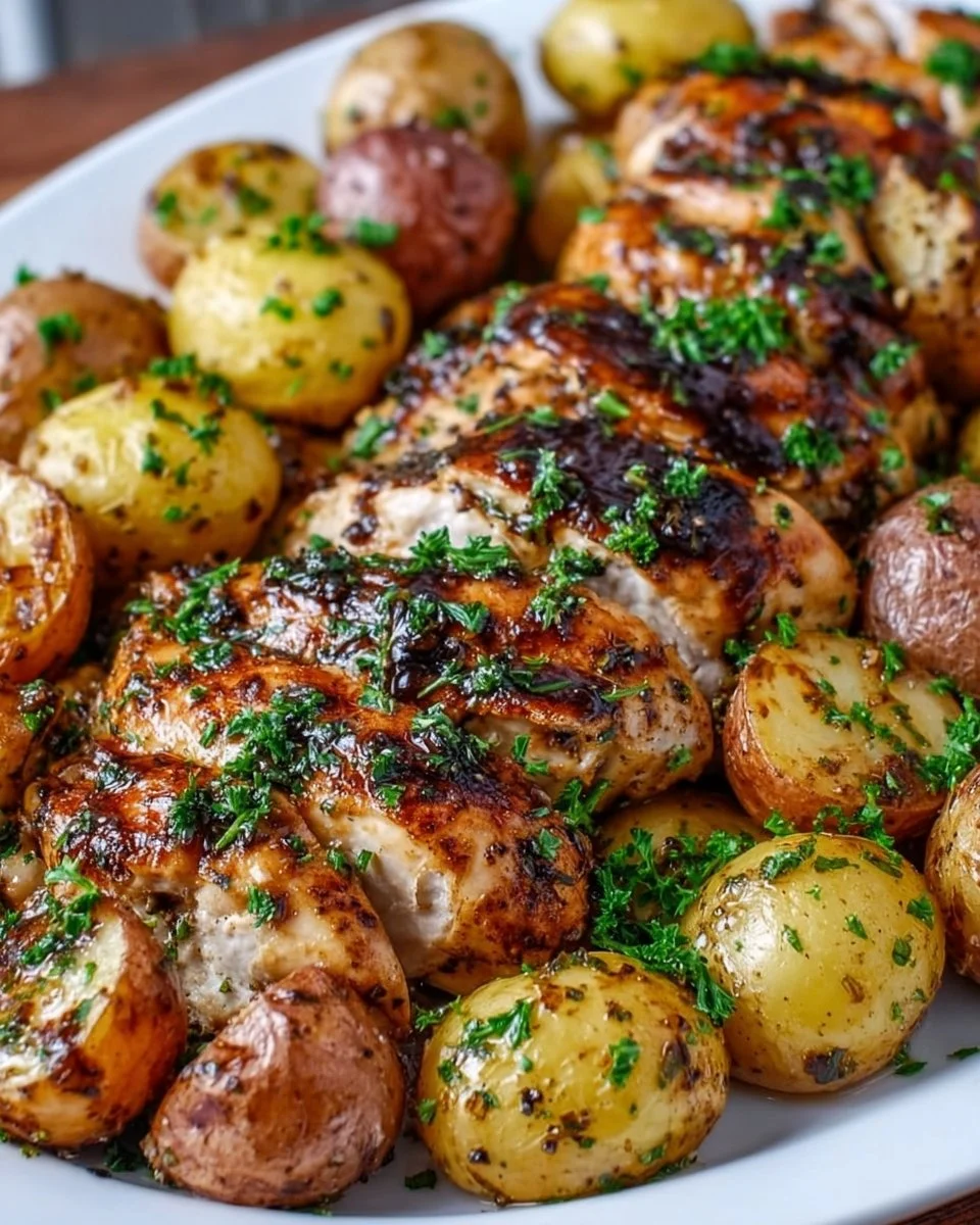 Sheet Pan Lemon Balsamic Chicken and Potatoes Made Easy!