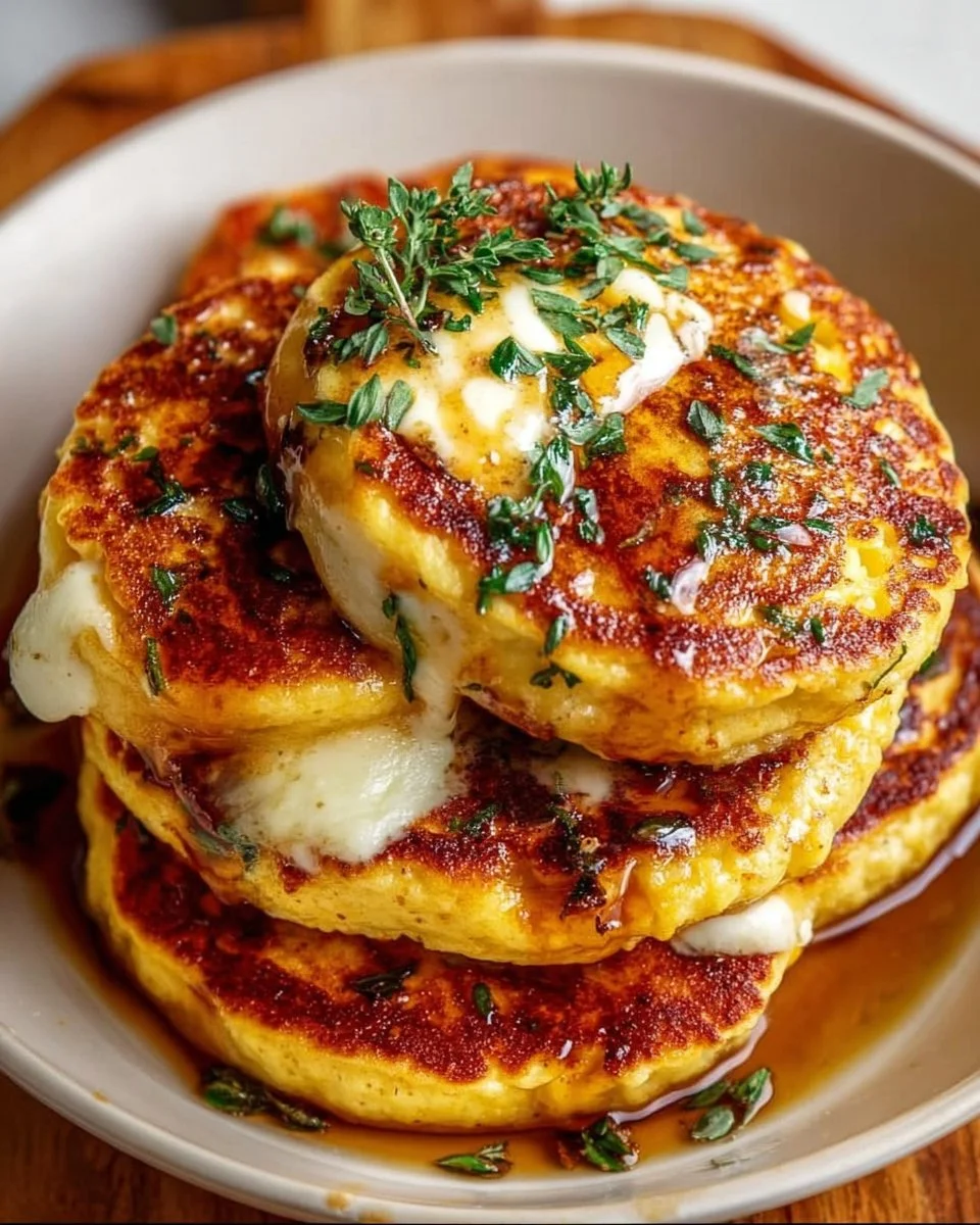 Sweet Corn Pancakes with Mozzarella