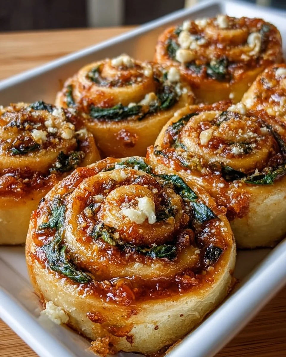 Vegan Caramelized Onion & Spinach Pizza Rolls