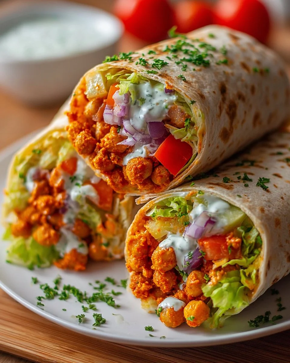 15-Minute Buffalo Chickpea Wraps