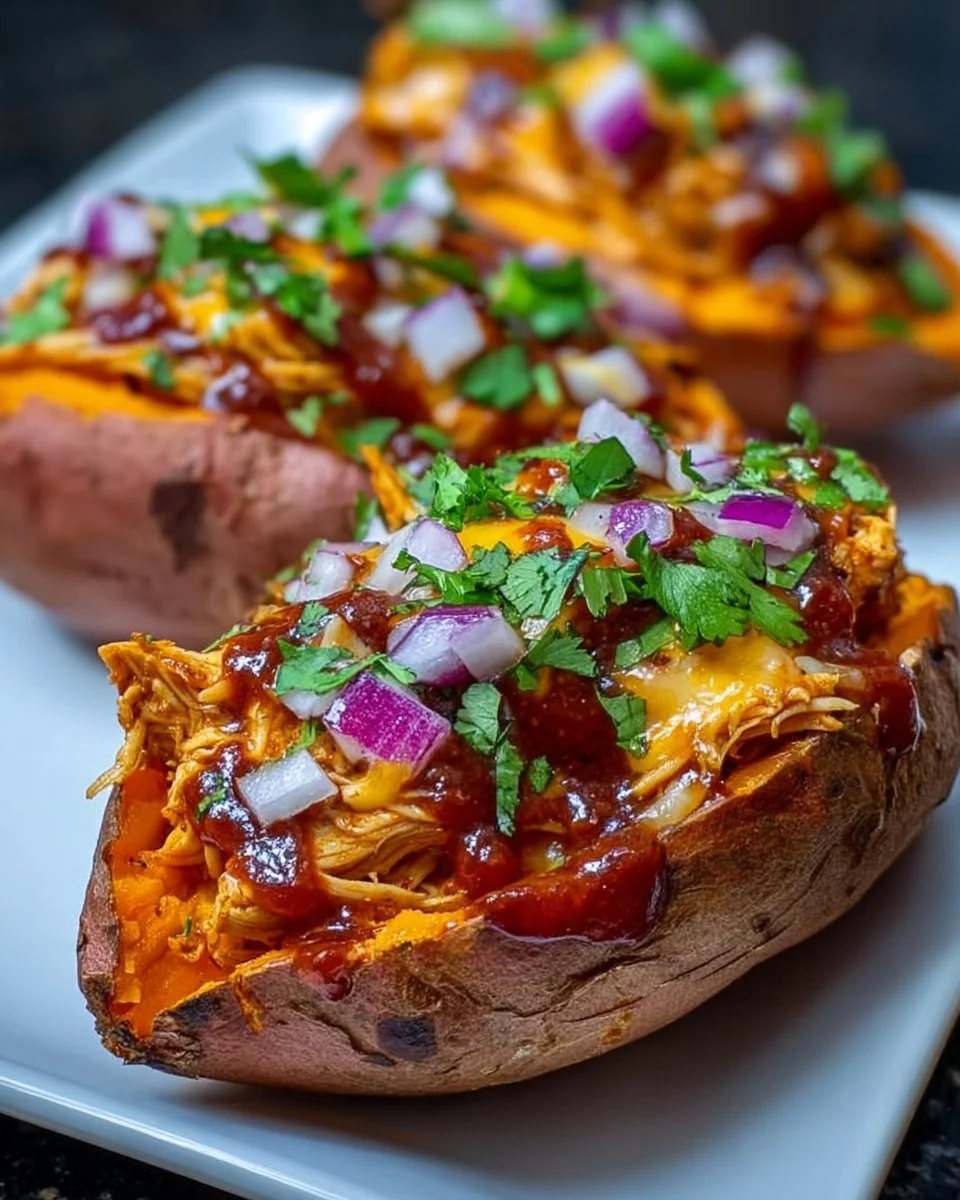 BBQ Chicken Stuffed Sweet Potatoes