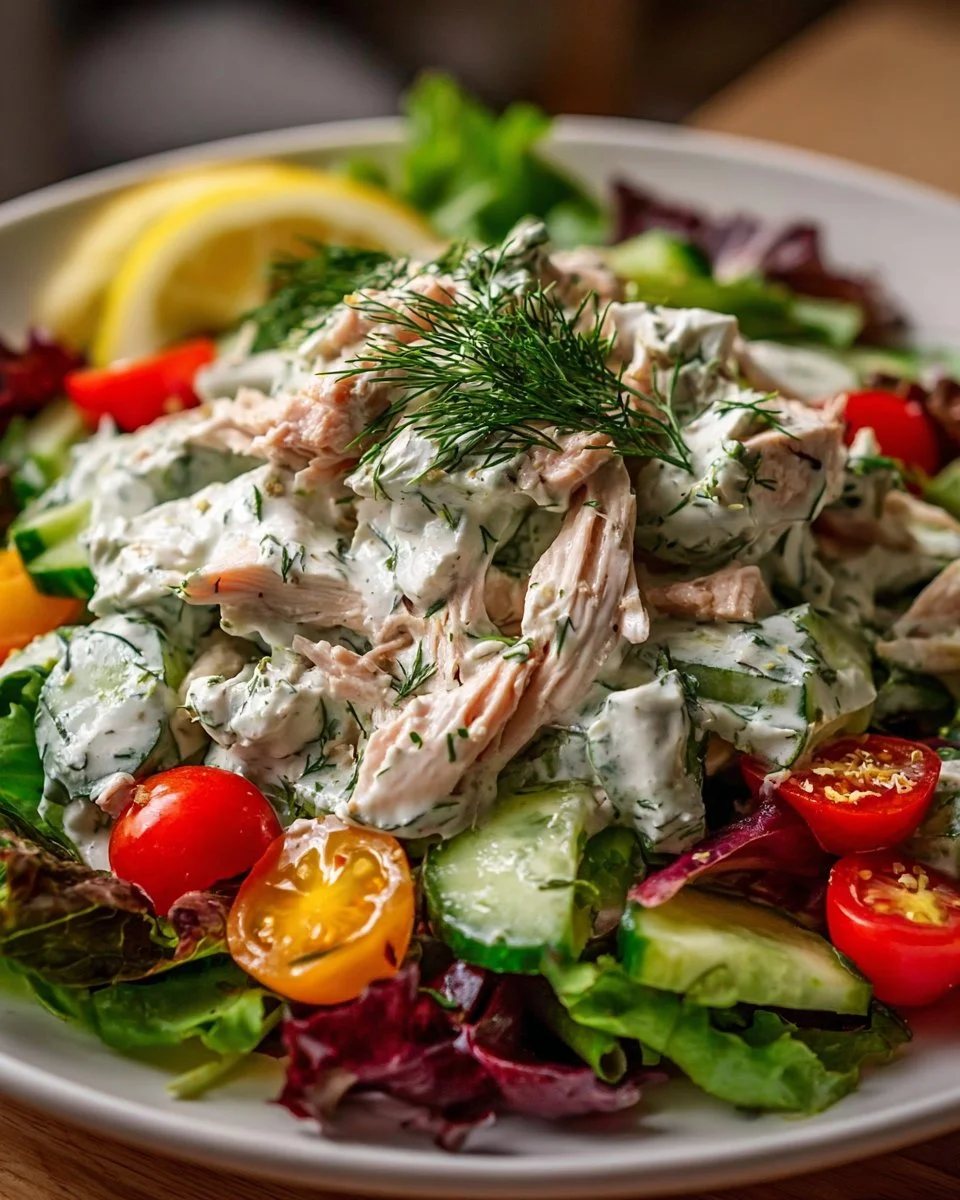 Healthy Mediterranean Tzatziki Chicken Salad