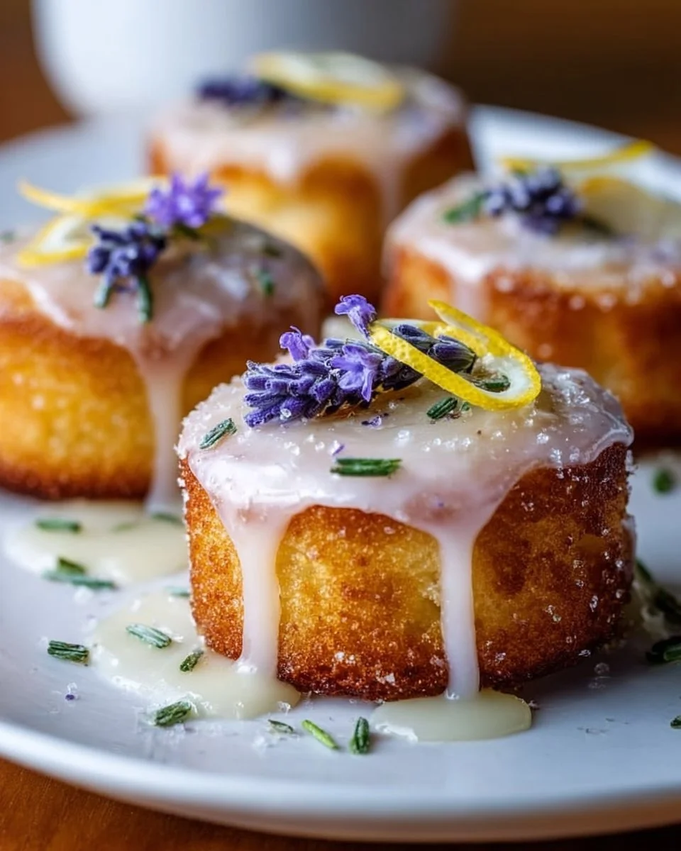 Mini Lemon Cakes With Lavender Glaze