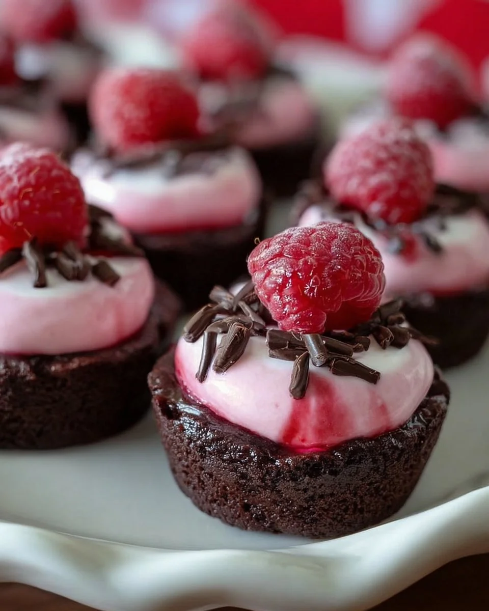 Raspberry Mousse Brownie Cups