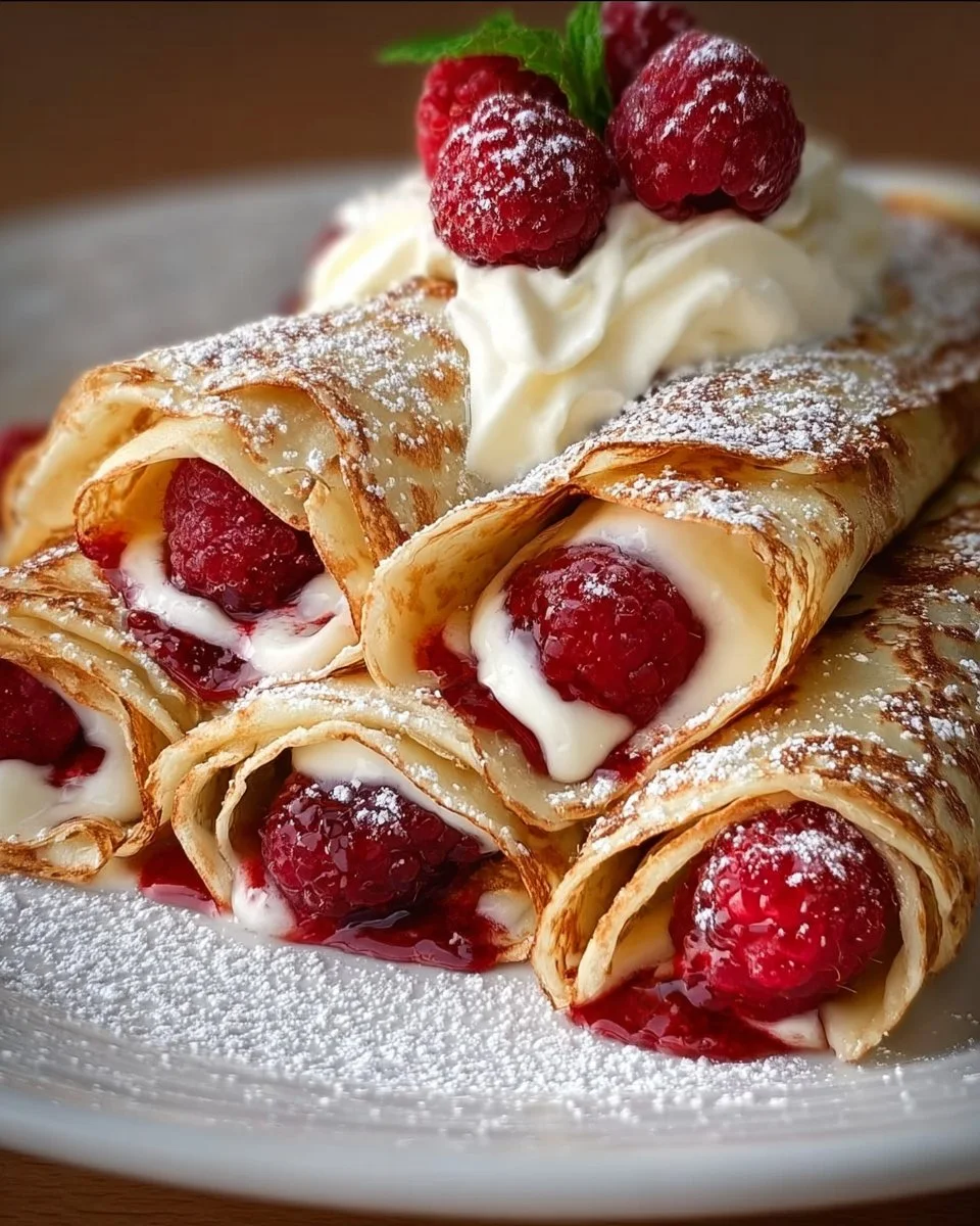 Raspberry Vanilla Cream Crepes