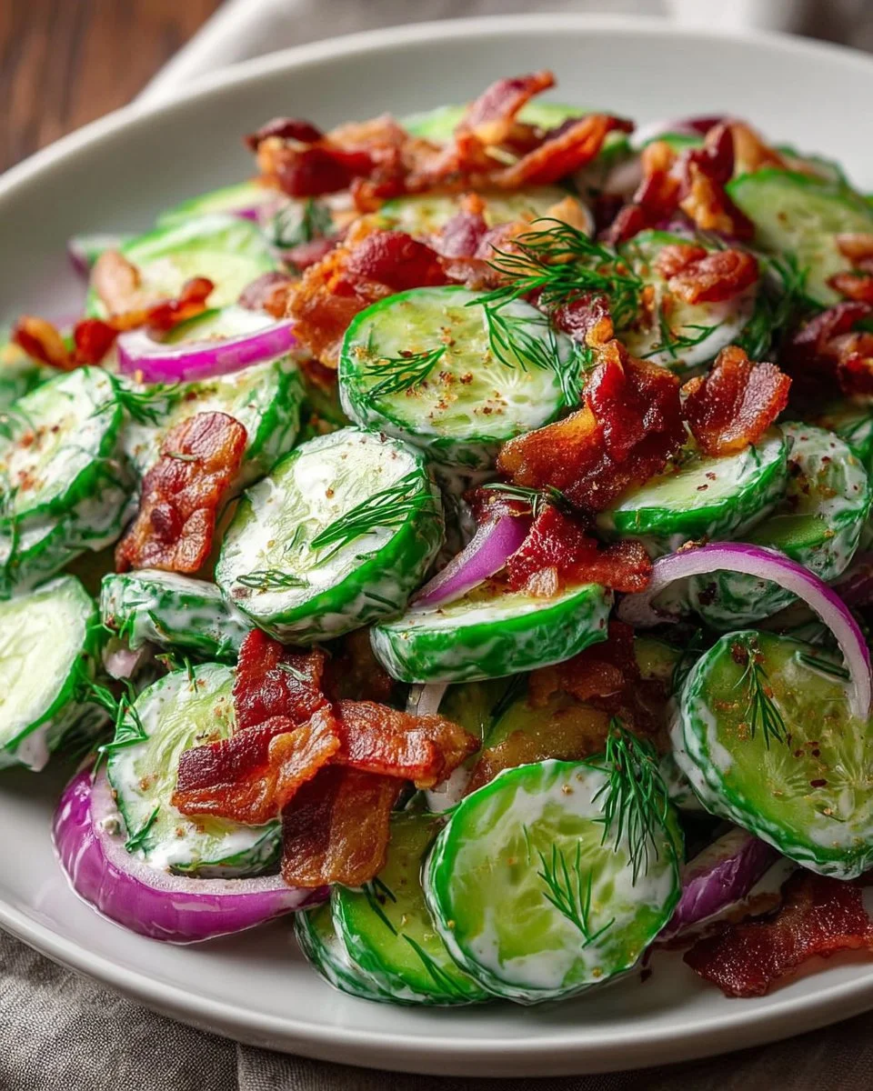 Savory Cucumber Salad with Bacon