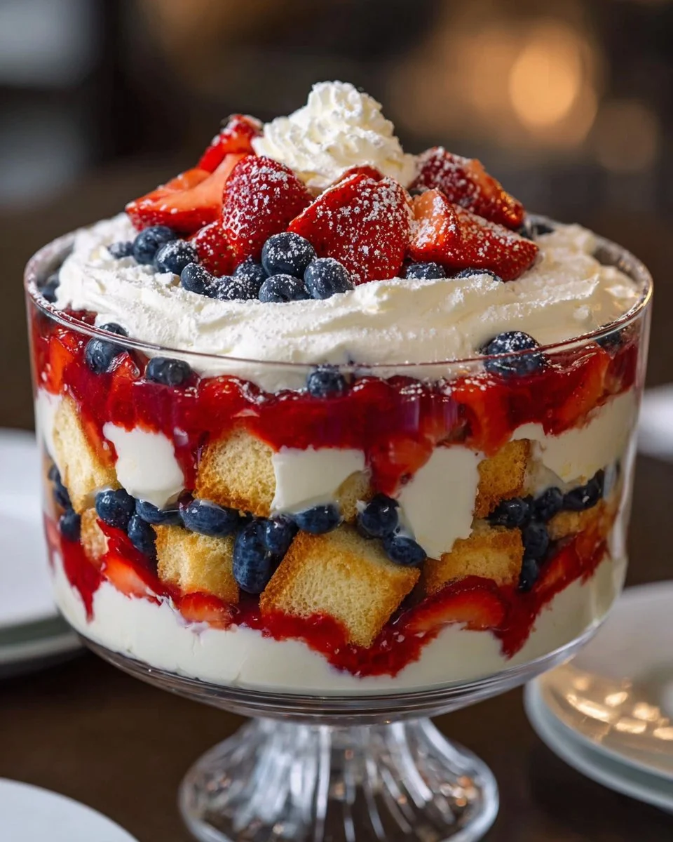 Cheesecake Trifle Layered Red, White & Blue