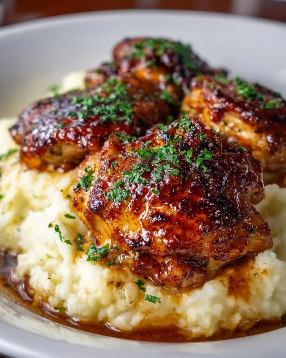 Chipotle Honey Chicken Thighs with Smoked Gouda Mashed Potatoes