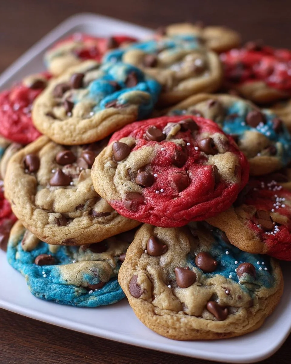 Colorful Marble Chocolate Chip Patriotic Cookies