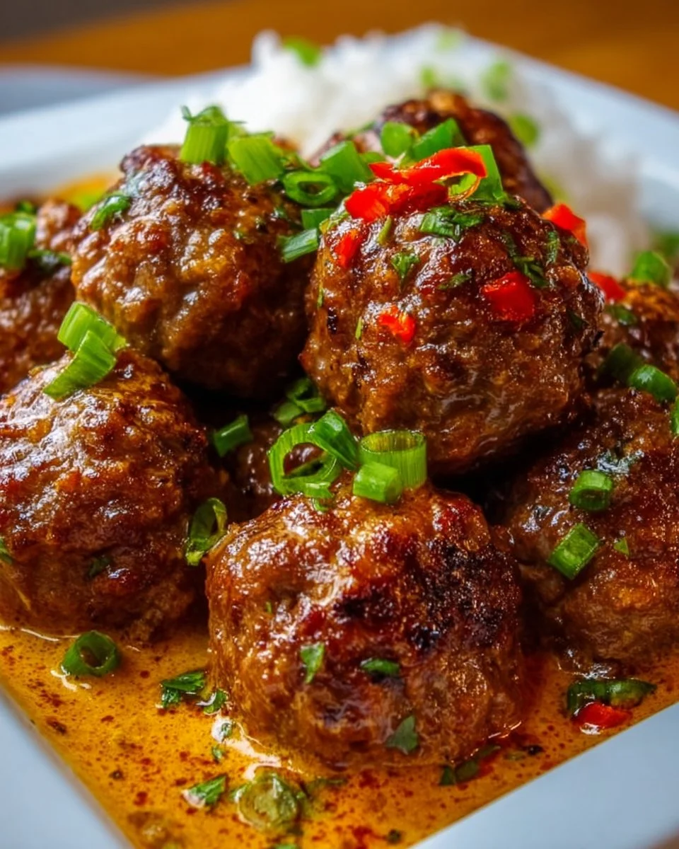 Jerk Meatballs in Coconut Curry Sauce