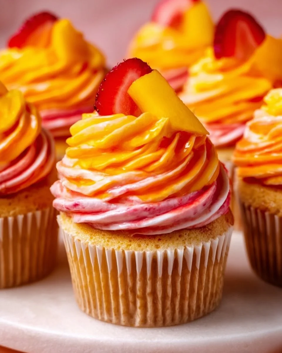 Mango Strawberry Sunset Cupcakes Recipe