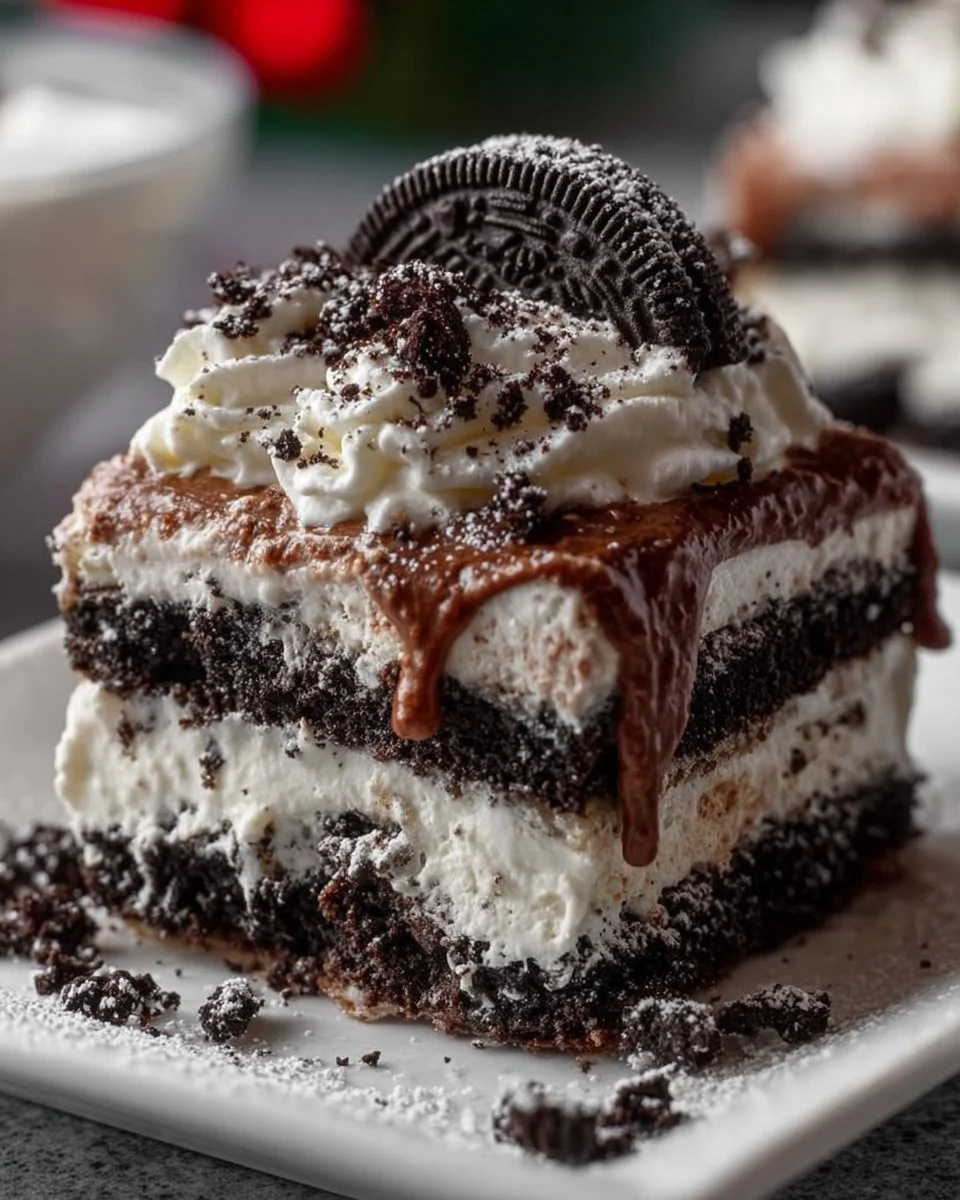 No-Bake Christmas Oreo Lasagna
