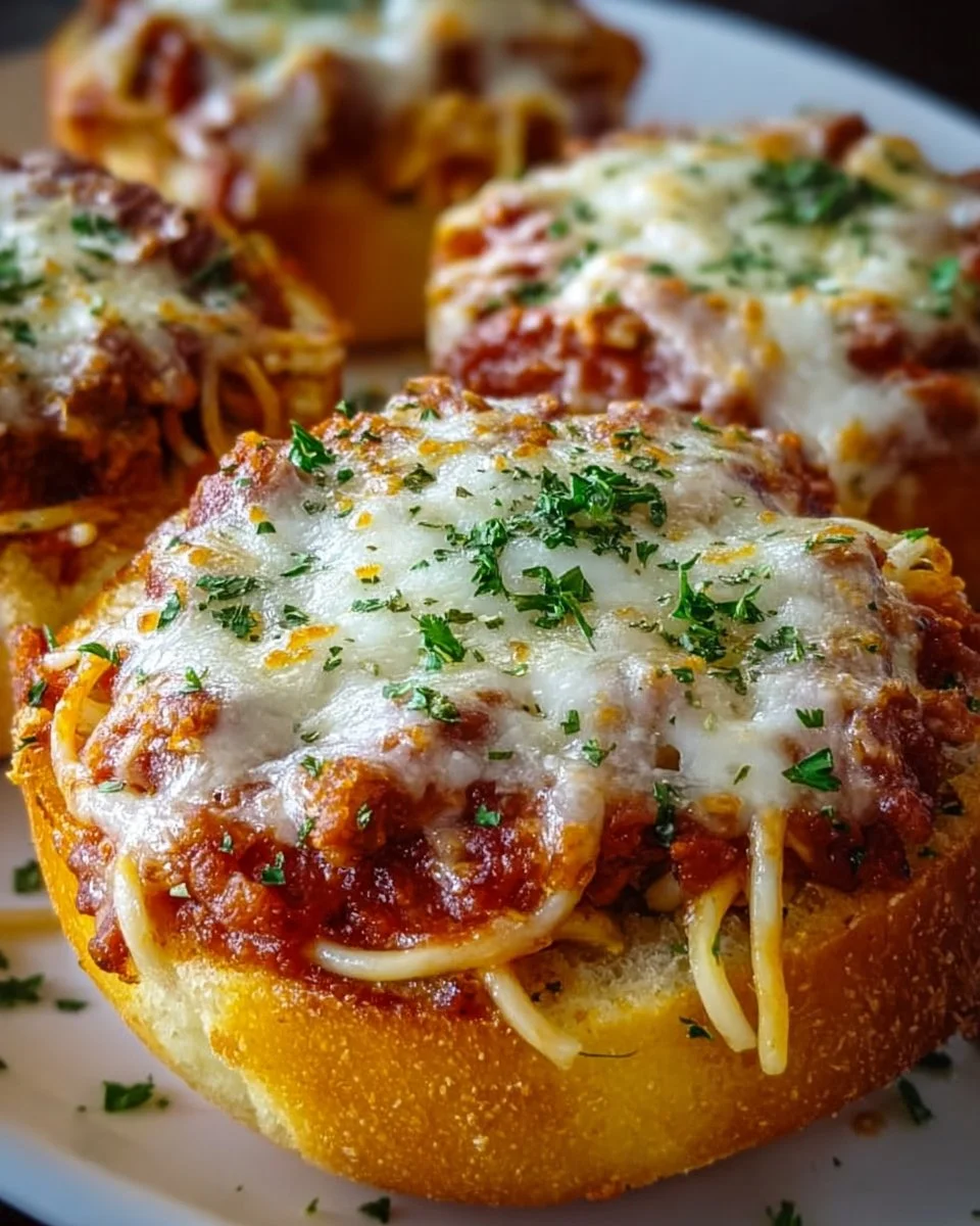 Spaghetti Garlic Bread Bowls