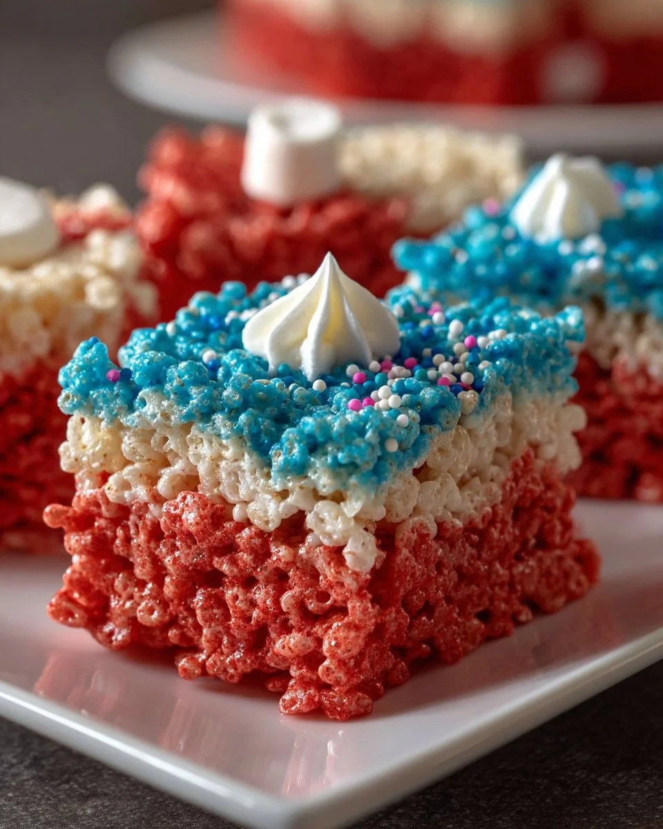 USA Flag Dessert Rice Krispie Bars