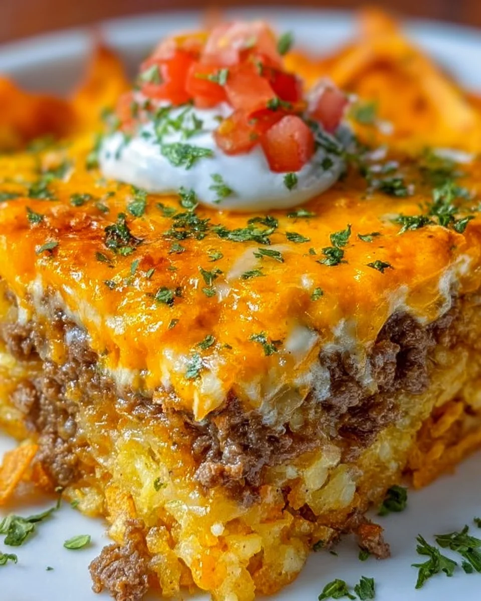 Cheesy Hashbrown Dorito Casserole