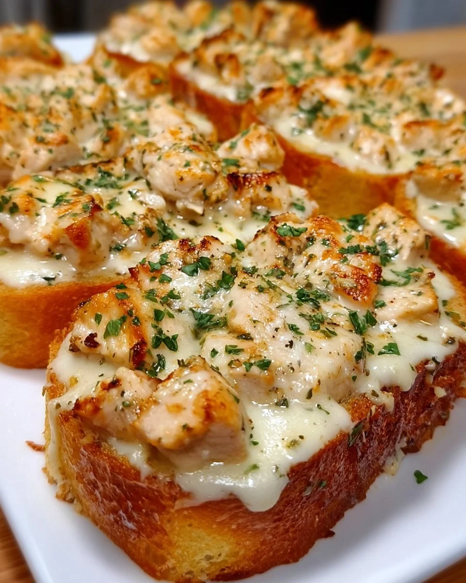 Chicken Alfredo Garlic Toast