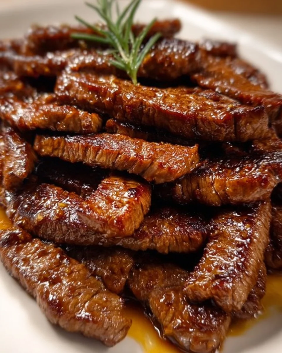 Grill Pan Honey Glazed Steak Strips