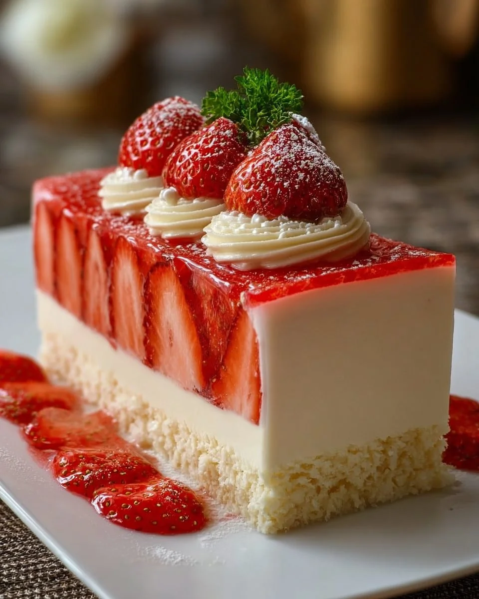 Strawberry Vanilla Cream Mousse Cake